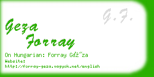 geza forray business card